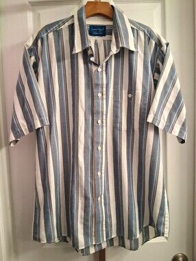 Vintage Towncraft Striped Wrinkle Free Button Down Short Sleeve XXL